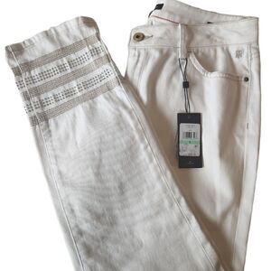 Tommy Hilfiger White Greenwich Midrise Straight Jeans with Rhinestones Size 8